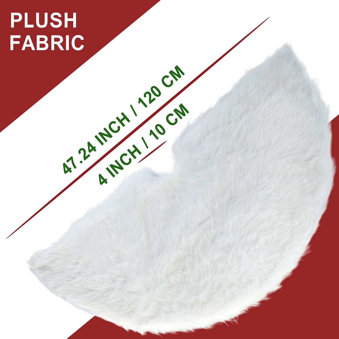 Christmas Tree Skirt - 48 inches White Luxury Soft Faux Fur Tree Skirt, Large Christmas Tree Skirts, Pets Favors for Xmas Tree Decorations and Ornaments Fluffy Long Fur