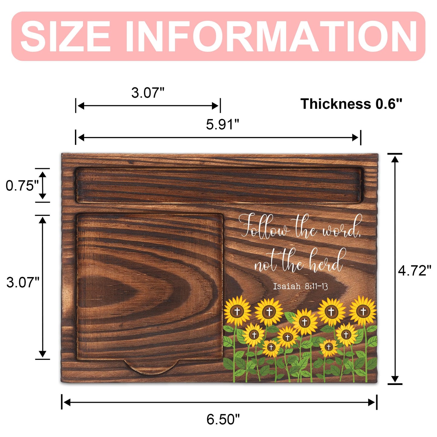 Christian Encouragement Gift Desk Organizer for Coworker Teacher Nurse Friend, Follow the Word Not the Herd Office Desk Decor, Appreciation Thank You Gift Wooden Sticky Note Holder Pen Tray - FTA772