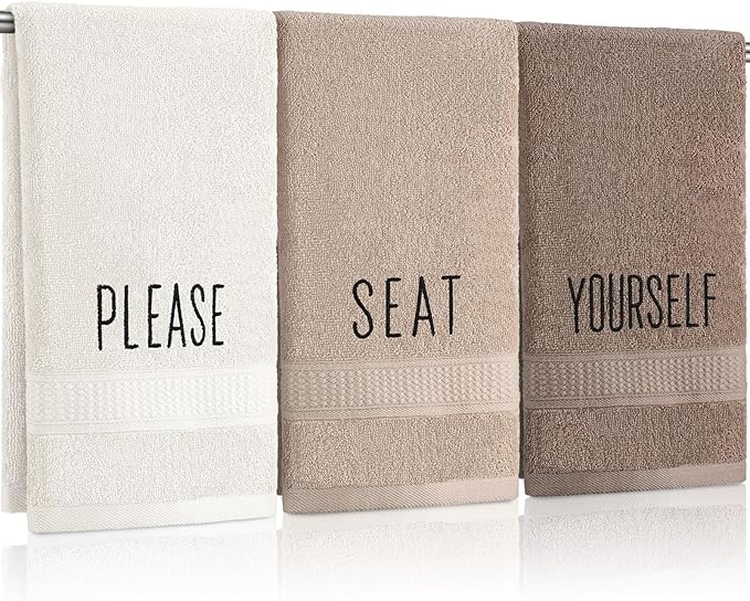 3 Pcs Decorative Hand Towels for Bathroom and Kitchen Rustic Embroidered 100%