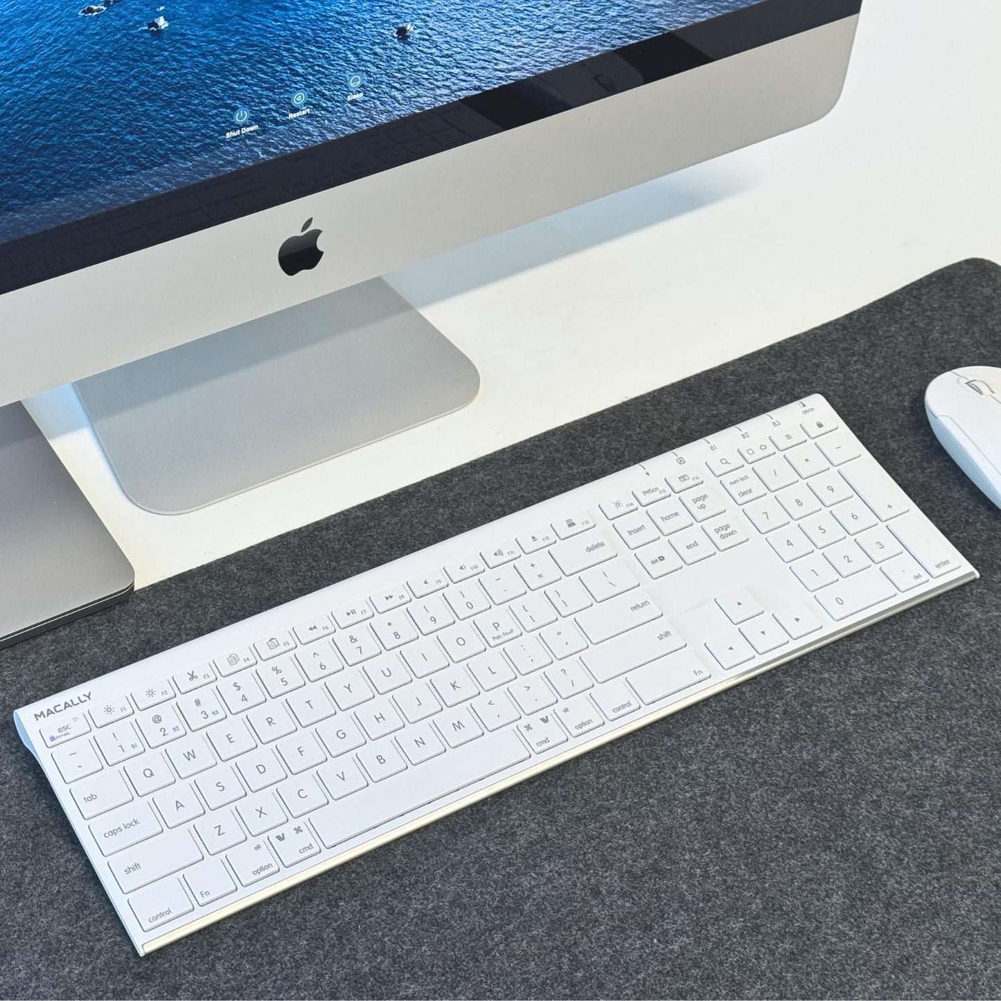 Macally Wireless Bluetooth Keyboard for Mac - Compatible Apple Keyboard or MacBook Pro/Air, iMac - Multi-Device, Up to 3 Devices with 110 Keys, 20 Shortcuts, Numeric Keypad, and Rechargeable - Silver