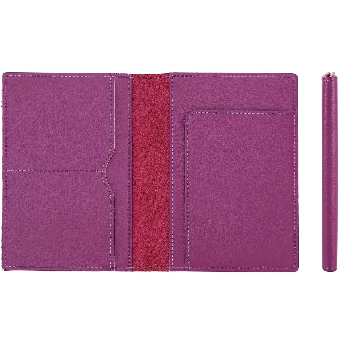 STAR VISTA Albatross Leather Travel Passport Holder, Minimalist Design, Calfskin Leather Case for Women and Men - Slim Passport Wallet, Bifold, RFID Blocking, Violet