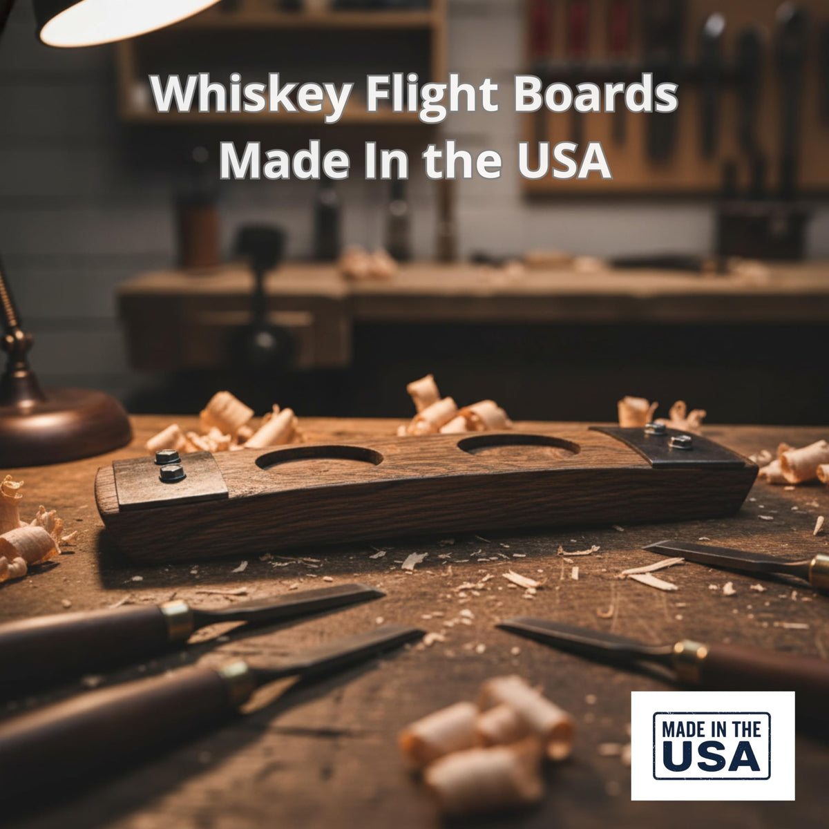 Barrel-Art Premium 2 Glass Whiskey Flight/Whiskey Coaster/Crystal Glass Holder/Bar Decor (With Crystal Glasses)