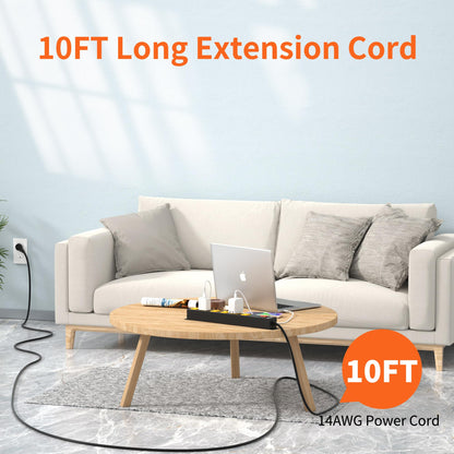 Power Strip 2700J Surge Protector, 6 Outlet Heavy Duty Power Strips with Flat Plug and 6FT Long Cord, Wall Mountable Metal Outlet Strip for Desk, Garage, Workbench and Kitchen