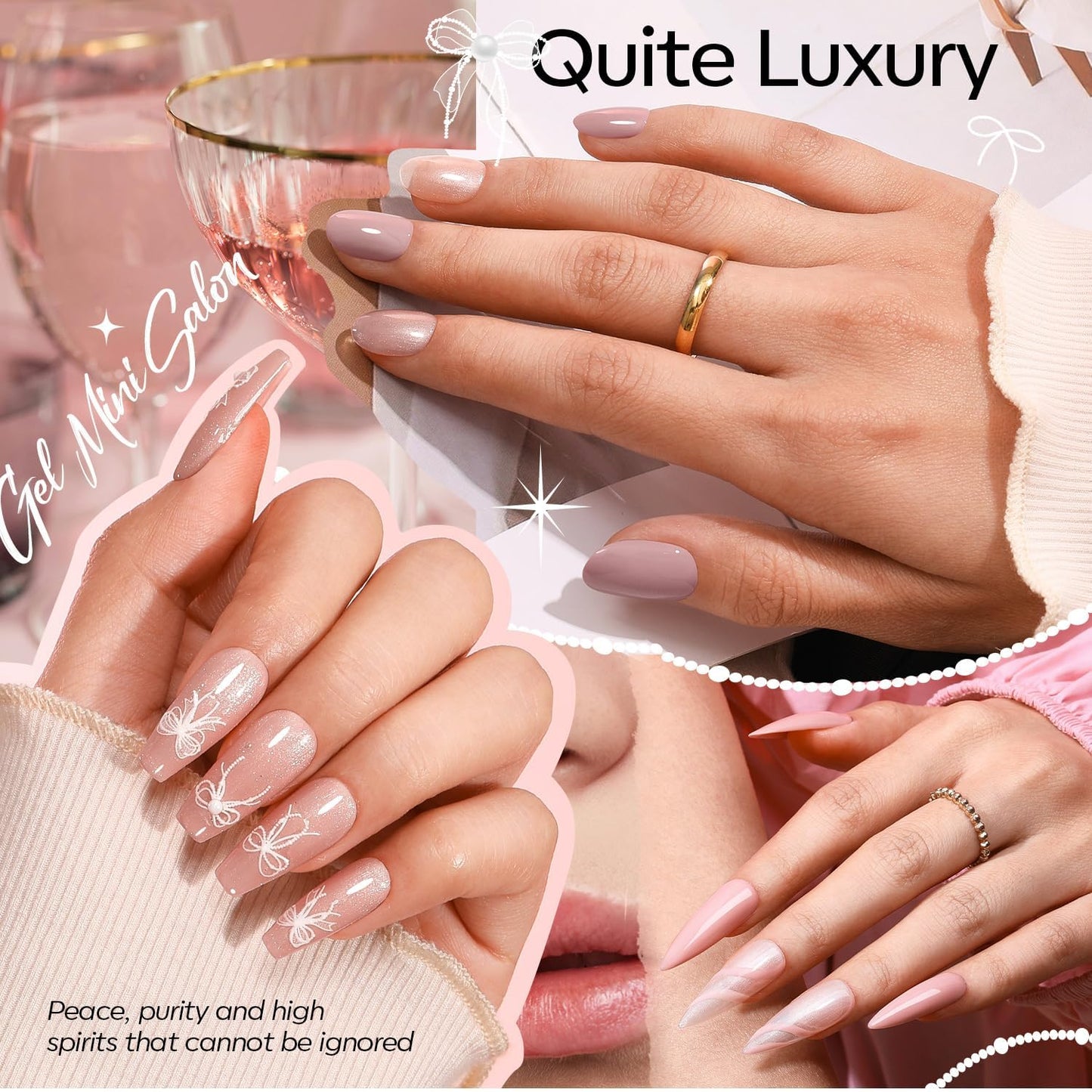Modelones Gel Nail Polish Kit with UV Light, Milky White Nude Glitter Pink Red Gold Fall Metallic Manicure Set with Base Top Coat Star Stickers 4 Colors Gel Mini Salon Nail Art Gift for Women Girl