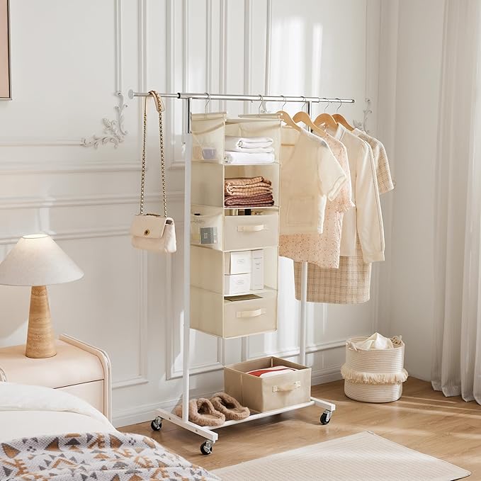 MAX Houser 5 Tier Shelf Hanging Closet Organizer, Cloth Hanging Shelf