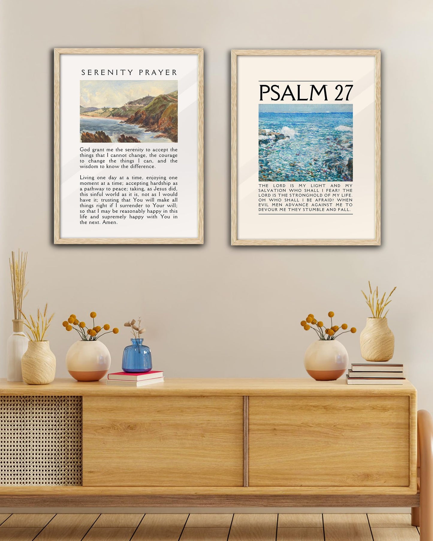 EcoHest OAK Wood Jesus Framed Wall Art, 12x16in Serenity Prayer Bible Verse Christian Wall Art, Modern Bedroom Religious Decor For Living Room Bathroom Christian Merch Gift 1Pack