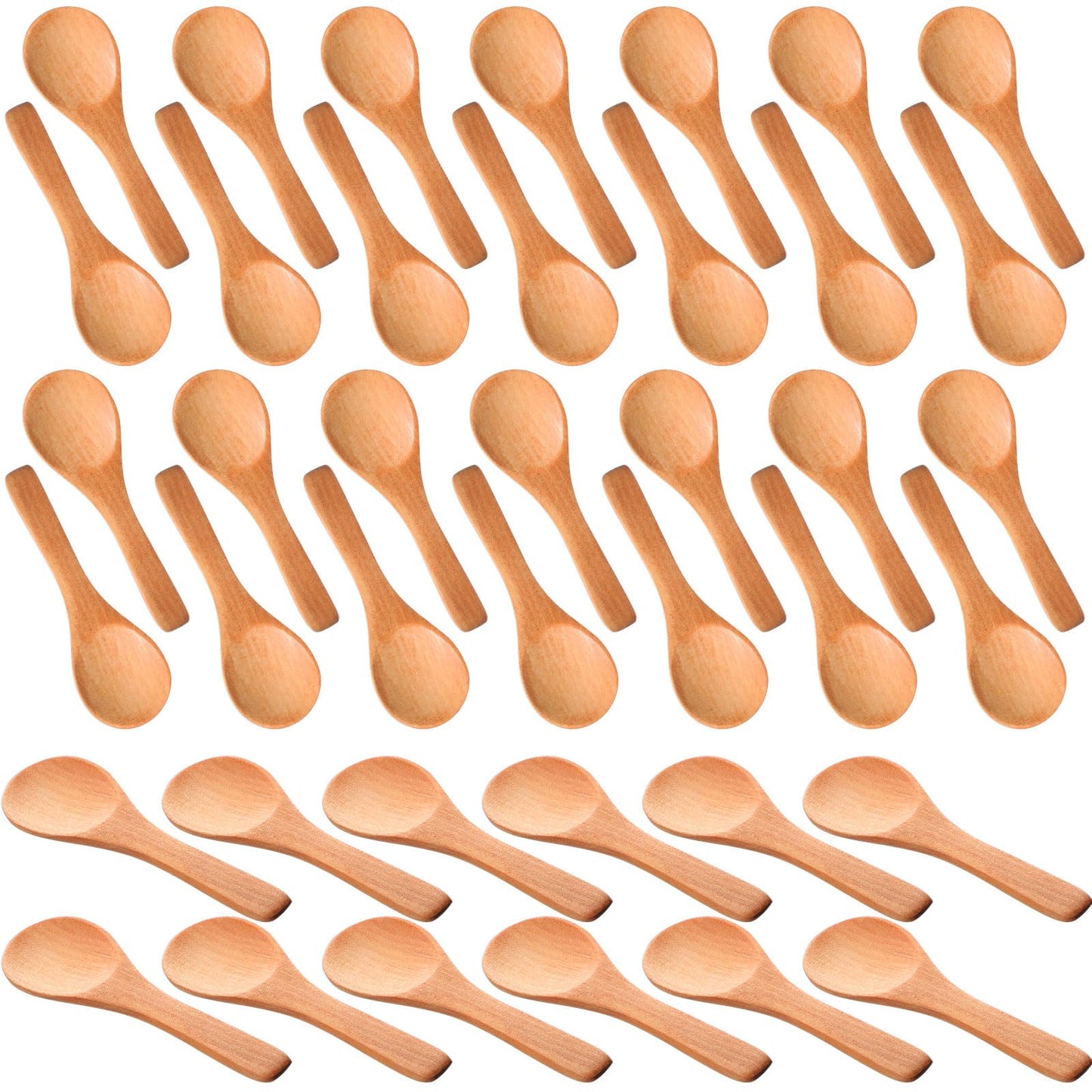 Boao 200 Pcs Small Wooden Spoons, 3.5'' L, Mini Wood Natural Tiny Spoons Wooden Little Teaspoons for Jars Sugar Creamer Honey Spices Salt Kitchen Supplies (Light Brown)