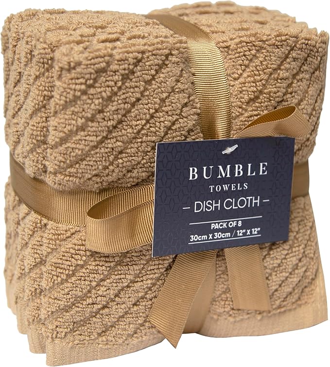 Bumble Towels Premium Kitchen Dish Cloths | 8 Pack | Diagonal Deluxe Dish Cloth