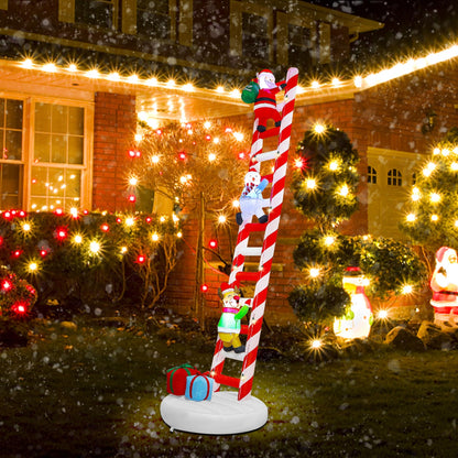Joliyoou 10FT Christmas Inflatable Decorations, Giant Lighted Ladder Blowups Climbed with Reindeer, Santa, Snowman, C7 String Lights for Xmas Winter Holiday Roofs Trees Balconies Decor