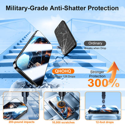 QHOHQ 3 Pack Screen Protector for iPhone 14 / iPhone 13 [6.1 Inch] with 3 Pack Tempered Glass Camera Lens Protector, Ultra HD, 9H Hardness,Case Friendly