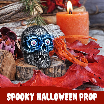 Sound Activated Skull with Light Up Eyes and Creepy Sounds - Halloween Party Prop Spooky Decoration for Haunted House, Indoor Decor
