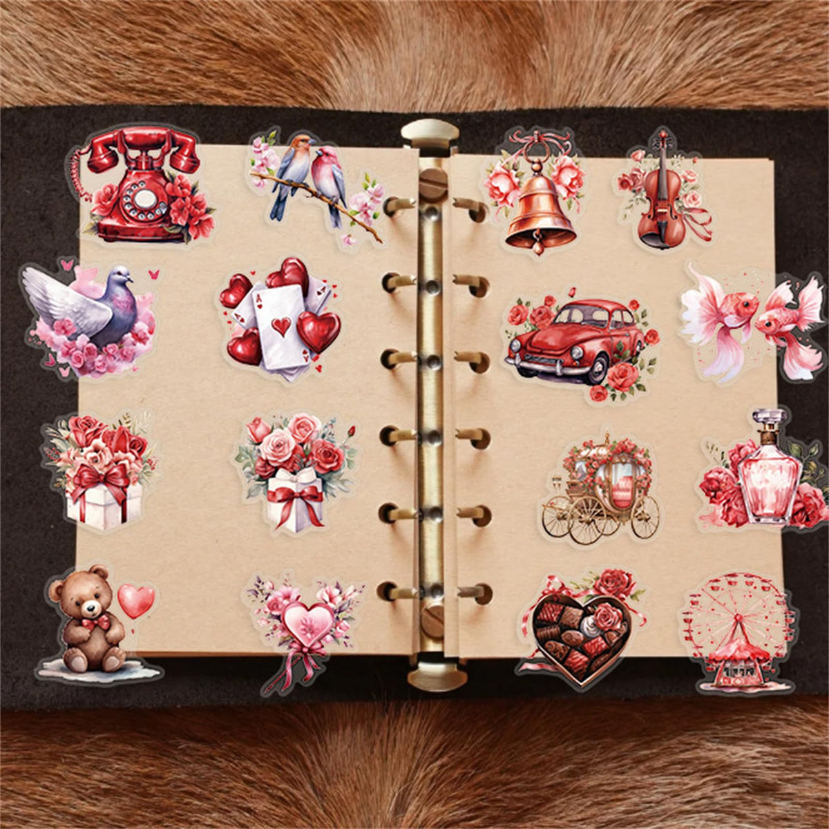 50pcs Transparent Love Stickers,Red Vintage Valentine Sticker Waterproof PET Stickers for Scrapbook Journaling Photo Album Collage Card Heart Romantic Sticker for Teens and Adults (red)