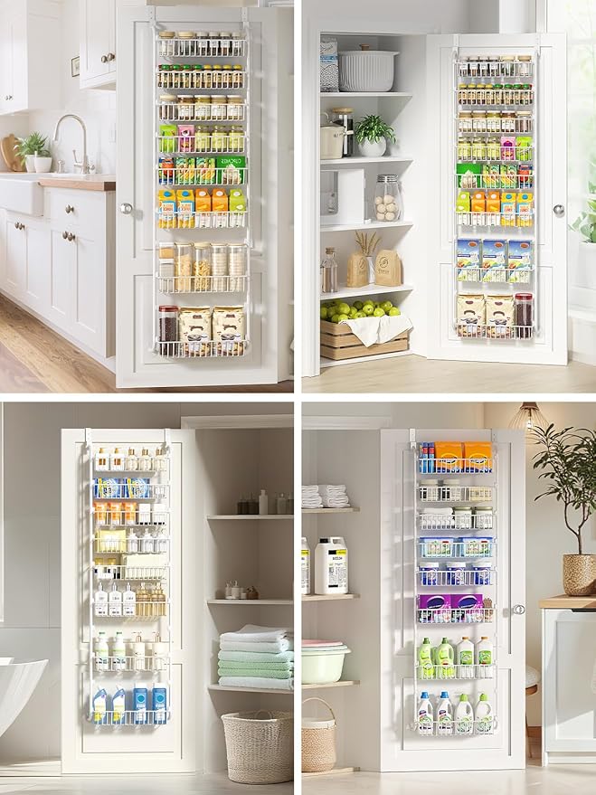 Delamu Over The Door Pantry Organizer, 8-Tier Pantry Door Organizers and Storage