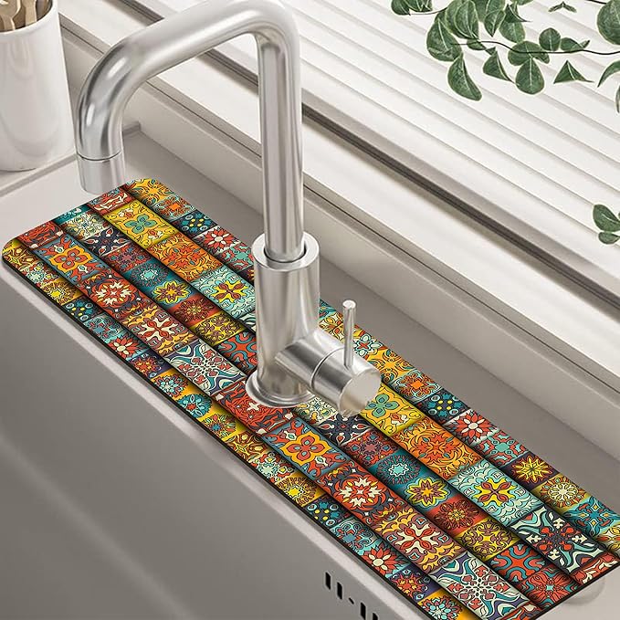 Vintage Mandala Floral Dish Drying Mat