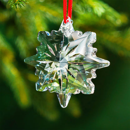 H&D HYALINE & DORA 2025 Crystal Snowflake Ornament Clear Faceted Crystal Snowflake Christmas Ornament Sun Catcher Hanging for Home Decor