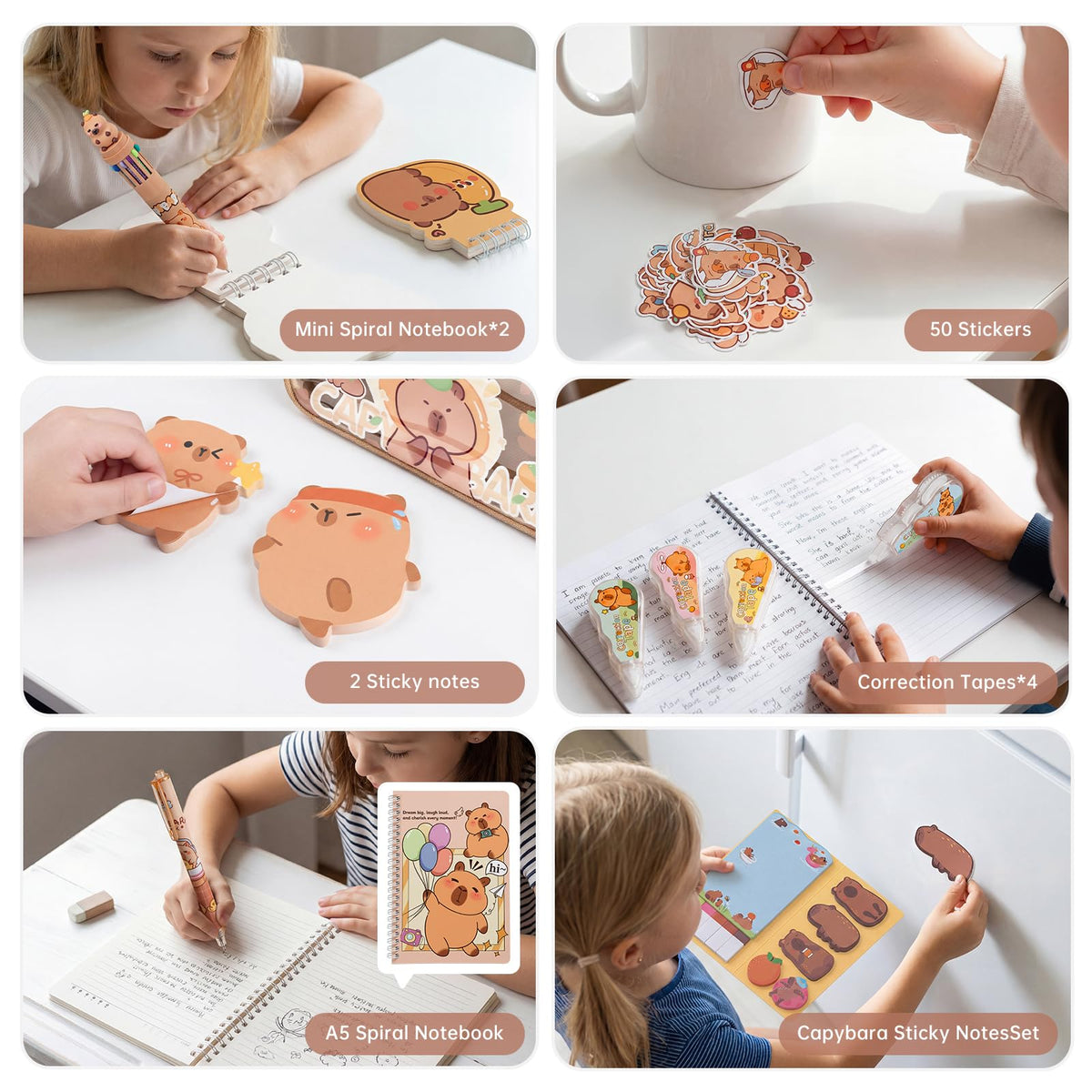 Sanfylikus Capybara Stationery Gift Set for Kids, 25PCS Cute School Supplies Kit w/Pencil Case, Notebook & Stickers, Kawaii Aesthetic Office Desk Accessories for Girls Boys Ages 5-14