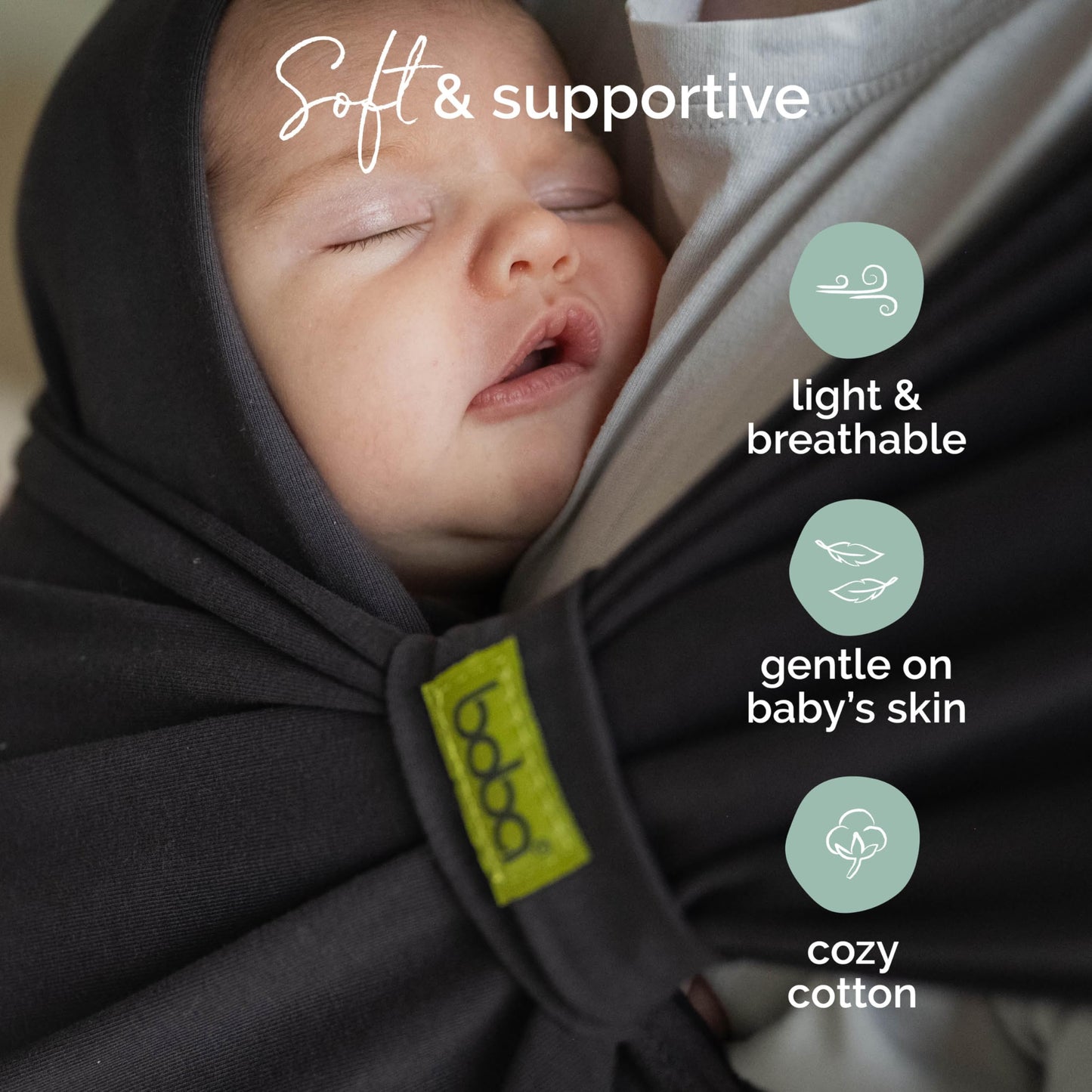 Boba Bliss Baby Carrier Newborn to Toddler (7-35 lbs) - Light & Breathable Toddler Carrier - Certified Hip-Healthy, Adjustable Straps for All Parents, Hybrid, Soft & Stretchy 0-18 Months (Charcoal)