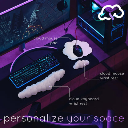Create-ables Qloud Cloud Wrist Rest Keyboard Wrist Rest for Computer Keyboard Pad, Cloud Keyboard Wrist Rest, Wrist Pad for Keyboard, Memory Foam, Non Slip Base, Comes with Mouse Pad - Yellow