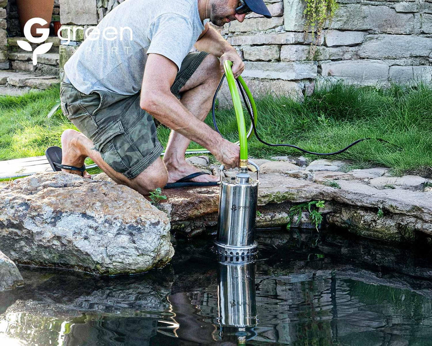 Green Expert 1HP Submersible Sump Pump 4000GPH High Flow Full Stainless Steel 25FT Power Cord Fast Water Drainage for Flood Pool Garden Pond Hot Tub Rain Barrel Heater Flush Household Drain System