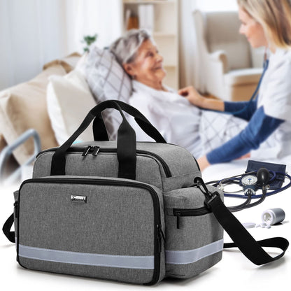 Trunab Home Health Nurse Bag Medical Bag Organizer with Handle and Shoulder Strap for Home Visit, Travel, Nursing Student
