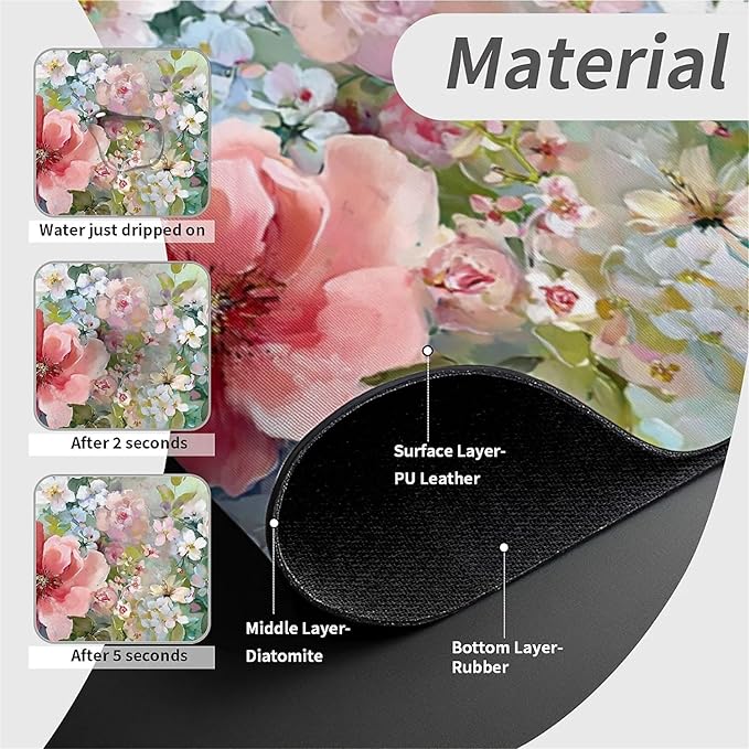 Kitchen Sink Splash Guard，soft-watercolor floral Faucet Mat Sink Gadgets-Super