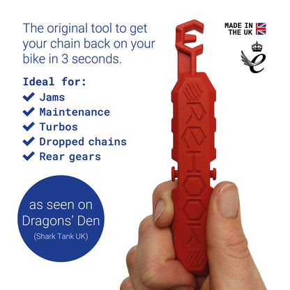 Rehook Colour - Get Your Chain Back on Your Bike in 3 Seconds. Without The Mess - Perfect Xmas Stocking Filler RED