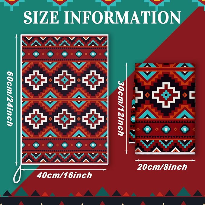 Boyiee Set of 6 Southwestern Kitchen Towels Boho Aztec Theme Dishtowel Native