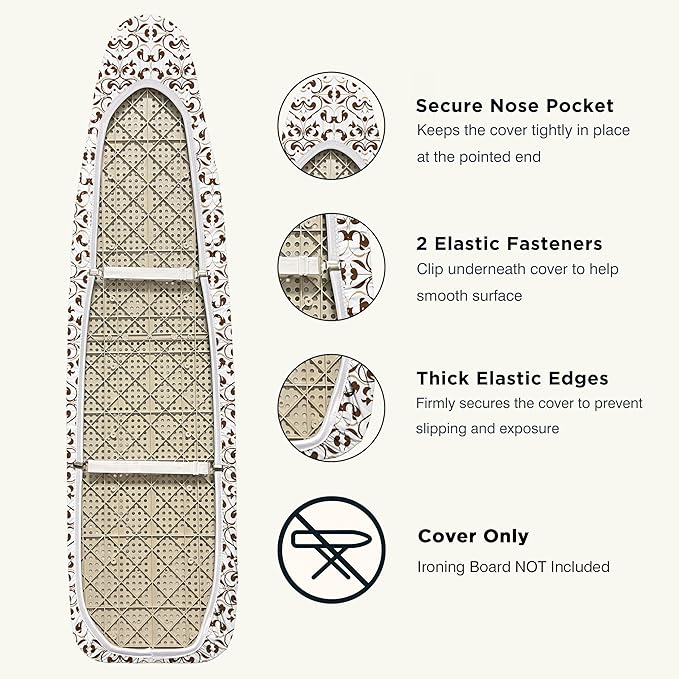 Ironing Board Cover and Pad 15"x54" Extra Thick Natural Cotton, Scorch and