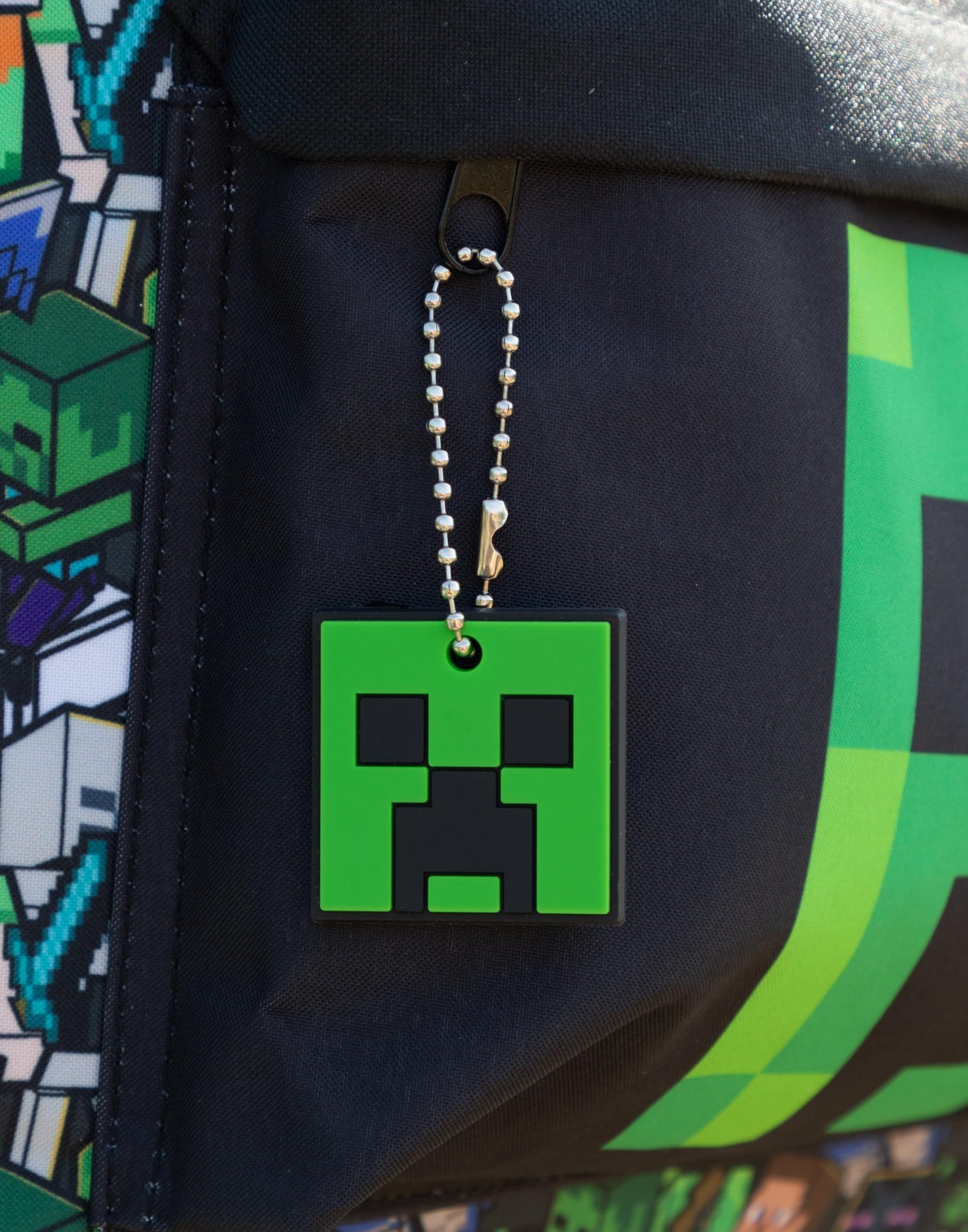 Minecraft Steve & Creeper Multicolour Backpack | Graphic Print Zip-Up Bag for Back to School | Kids Carrying Books | Unisex Kids Merch