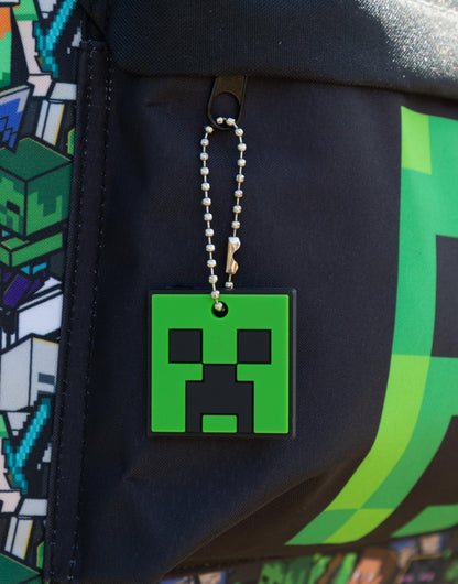 Minecraft Steve & Creeper Multicolour Backpack | Graphic Print Zip-Up Bag for Back to School | Kids Carrying Books | Unisex Kids Merch