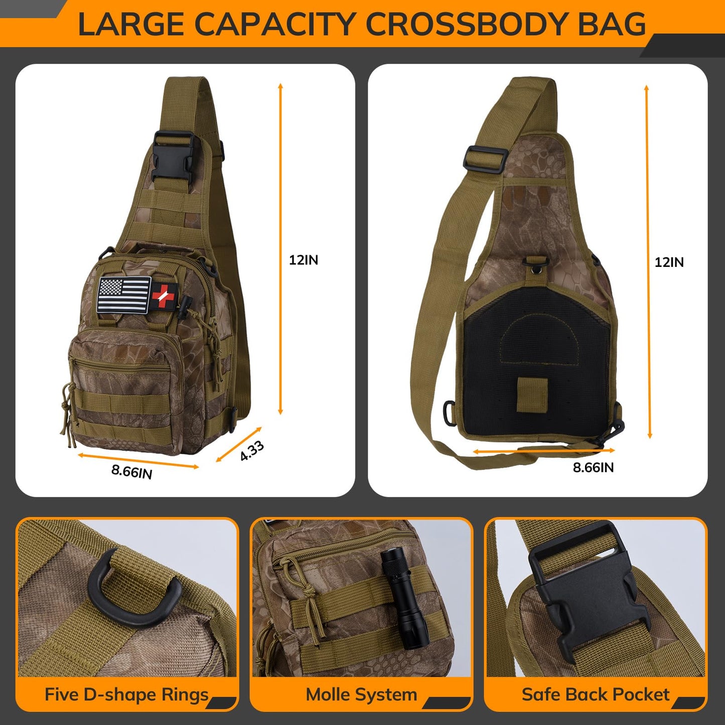 Survival Kit, 250pcs Survival Tools Tactical Gear and Trauma Bag, Survival First Aid Kit with Molle Crossbody Bag & Emergency Tent for Earthquake, Bug Out, Outdoor Adventure, Gifts for Christmas Men