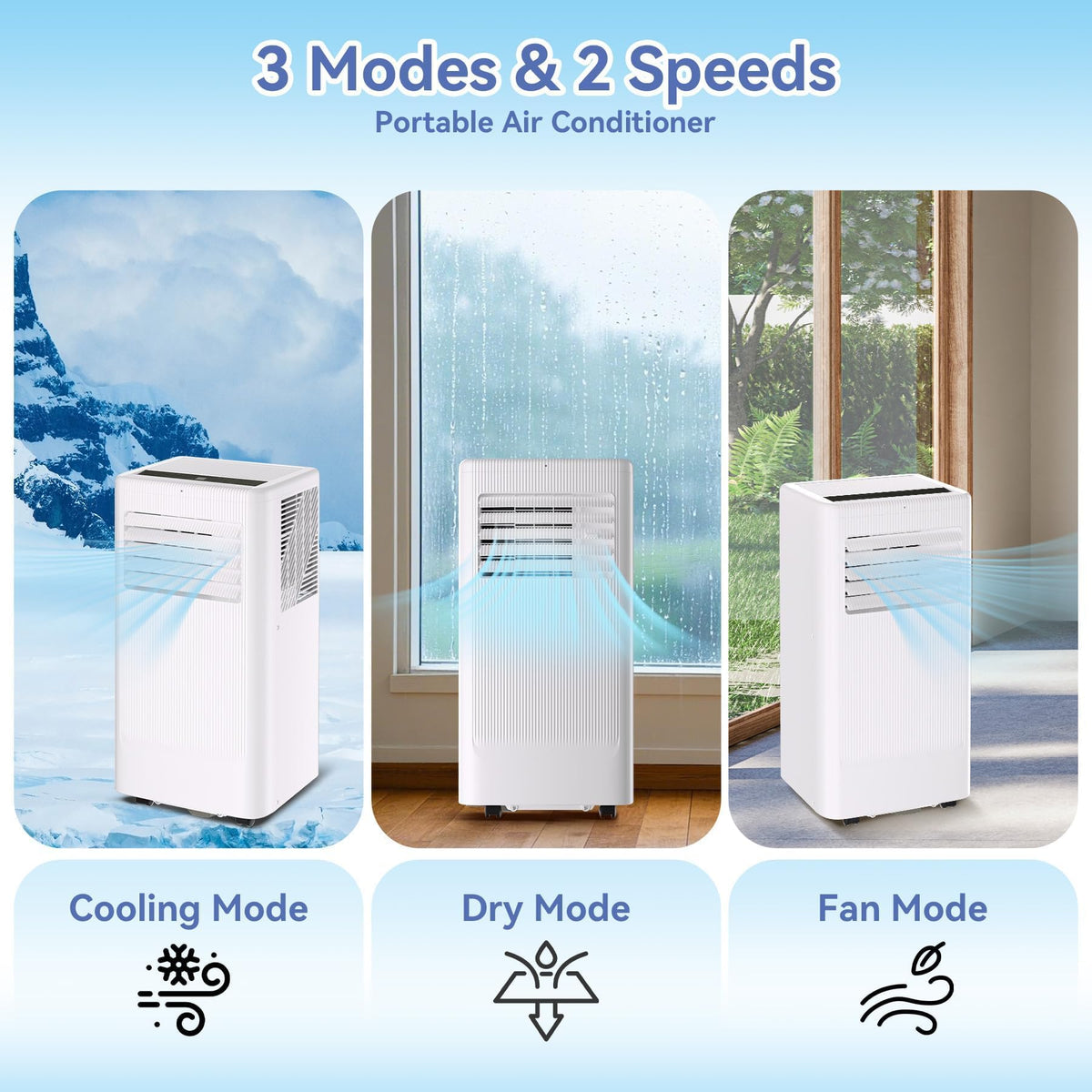 GarveeLife Portable Air Conditioner,10,000 BTU for Rooms up to 450 Sq.Ft., 4-IN-1 Smart Compact AC Unit with Cooling, 24 Hour Timer, Dehumidifier, Fan, Remote Control and Window Kit, White