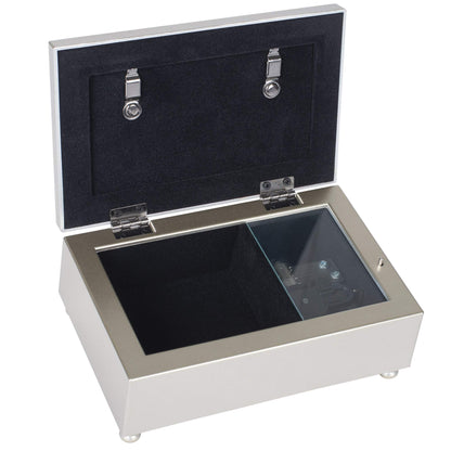 Cottage Garden First Communion God Beside You Brushed Silvertone Jewelry Music Box Plays Amazing Grace