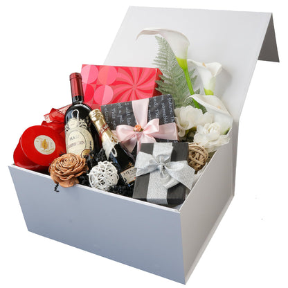 5PC Gift Boxes with Lids 10"x6.7"x2.8" - Matte, Collapsible Magnetic Closure Gift Box for Presents - Groomsmen & Bridesmaid Proposal Boxes, Wedding, PR, Birthdays, Holidays - White