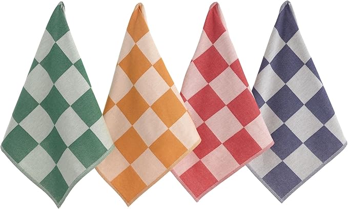 sea me at home Kitchen Towels, French Jacquard 100% Cotton Gingham Check Tea