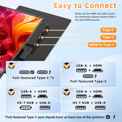 Laptop Screen Extender - Ultra-Thin 1.3lbs 14" FHD IPS Dual Portable Monitor Extension for Laptop, Attachment Plug & Play for 13-17" Laptops, Second Extra Travel Display for Windows/Mac/Android