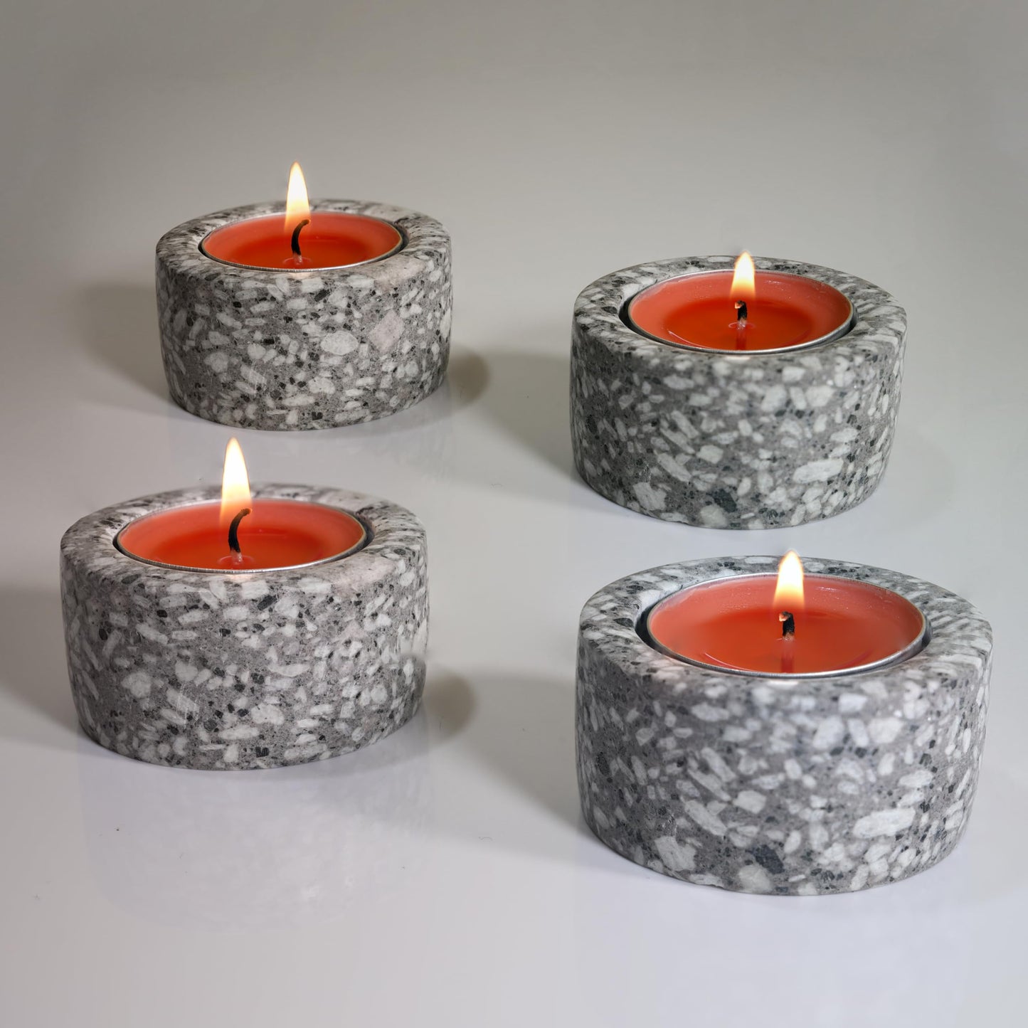 Natural maifanite Stone Tea Light Candle Holder(Set of 4) for Table Centerpieces, Valentines Day Decorations & Room Decor- Decorative Candles Holders for Wedding Gifts