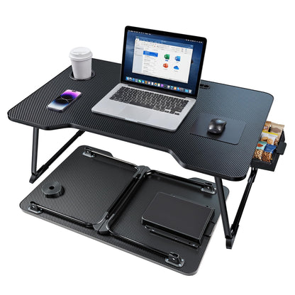 SINKONG Lap Desk for Adults - Portable Foldable Bed Desk Tray Table Laptop Stand with Storage Drawer/Cup Holder,for Working Reading Writing Eating,Watching Movies for Bed Sofa Couch Floor