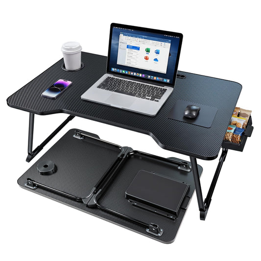 SINKONG Lap Desk for Adults - Portable Foldable Bed Desk Tray Table Laptop Stand with Storage Drawer/Cup Holder,for Working Reading Writing Eating,Watching Movies for Bed Sofa Couch Floor
