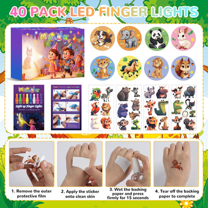 Mikulala 24 Pack Animal Light Up Finger Lights Party Favors for Kids, Treasure Box Goodie Bags Christmas Stocking Stuffers, Glow in The Dark Toys Bulk Classroom Prizes Party Supplies Birthday Gift