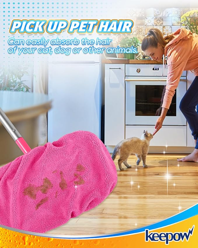 KEEPOW 4 Pack Reusable Mop Pads Compatible