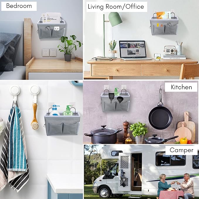 2pcs Middle Wall Hanging Organizer Bag, Linen Fabric Door Hanging Storage Basket