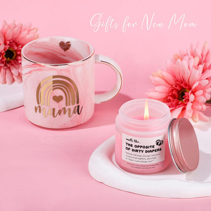 JSTUMB New Mom Gifts, First 1st Mothers Day Birthday Gifts for New Mom Care Package After Baby Postpartum Present for Expecting Mama Basket Set of 7