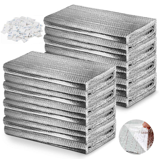 Pushglossy 16 Pack 24'' x 48'' Self-Adhesive Garage Door Insulation Kit 2 Car Panel 0.24'' Thick Double Bubble Insulation for Garage Door Set Backing and 160 Tape Reflective Aluminum Radiant Barrier