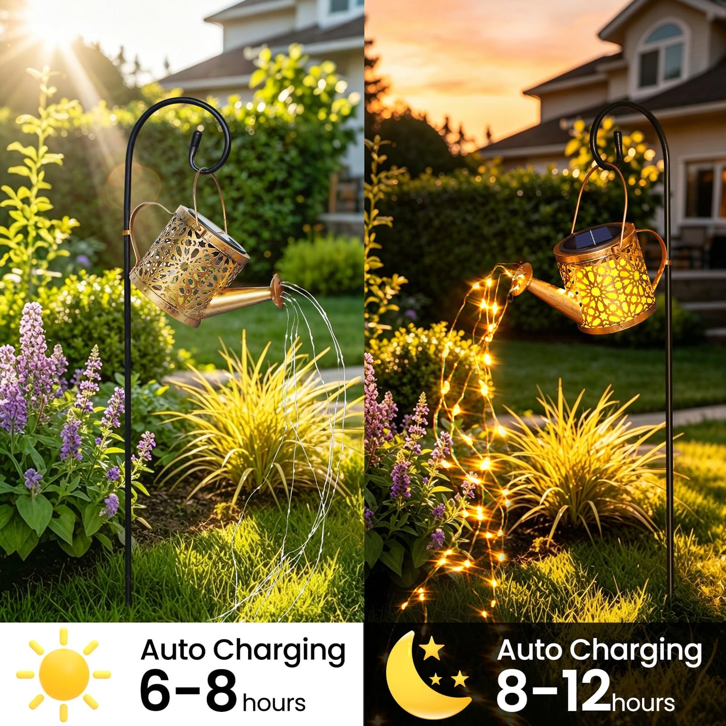 1 Pack Solar Watering Can Lantern, Hanging Light Outdoor Waterproof, Hanging Lantern Decorative, Garden Decoration Gift for Women Mom