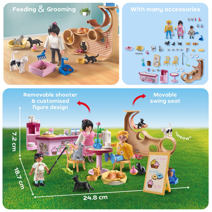 Playmobil | My Life | Cat Café | Cat Toy for Kids | Animal Figures Set | Toy for Children Aged 4 and Over | 71744