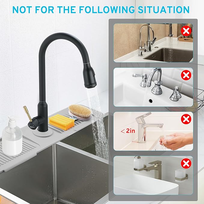 24"Longer Silicone Faucet Mat for Kitchen Sink, 5° Slope Faucets Draining Mat