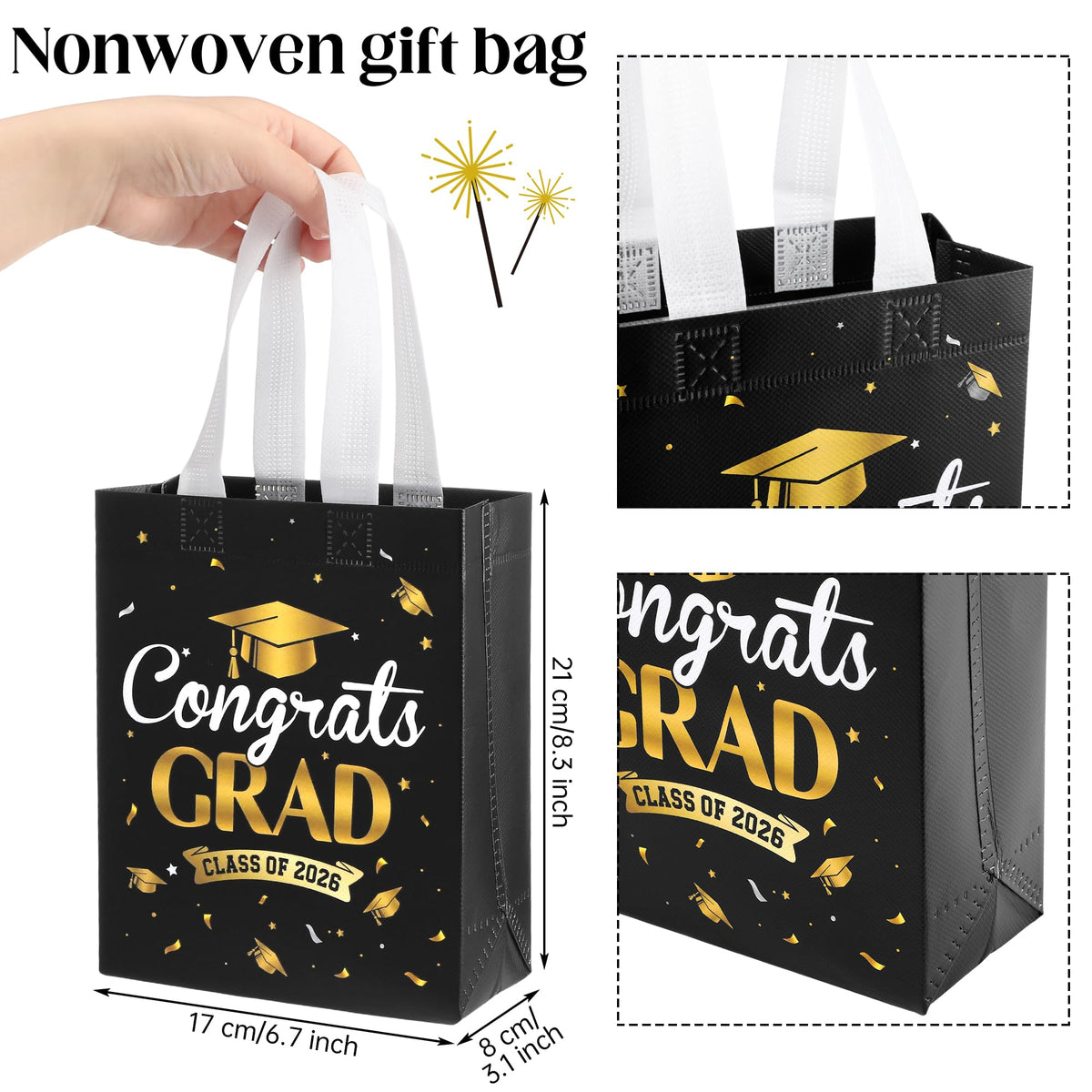 Aneco 12 Set 2026 Graduation Gifts for Classmates Grad Cap Box Unisex Bracelets Gift Bags Keychain Grad Card for Senior Night Gifts College or Junior High School Class Graduated Student