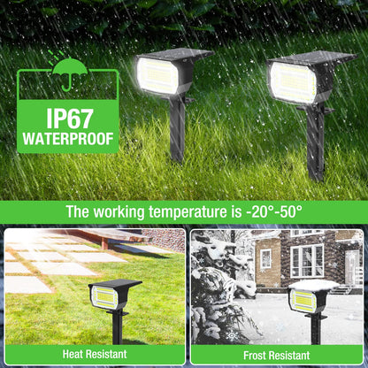 3Pcs Solar Spot Lights Outdoor Garden 72 LED 3 Modes IP67 Waterproof Landscape Spotlights, Auto ON/Off Dusk Till Dawn Uplighters for Garden, Yard, Driveway, Pathway