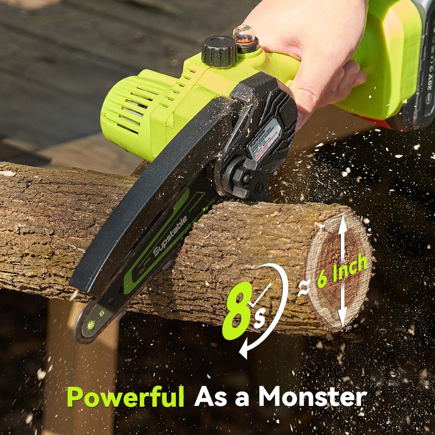 Supstable Mini Chainsaw 6 Inch, Electric Chainsaw Cordless, Battery Powered Chain Saw with Oiler, 2pcs 2000mAh Batteries, Small Handheld Garden Saws for Tree Branch Wood Cutting, Gifts for Men Women